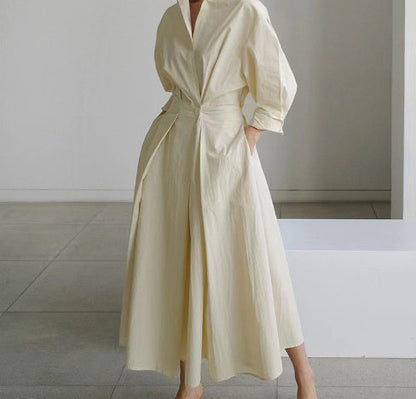 Angela – Langärmliges Blusenkleid mit elastischem Bund