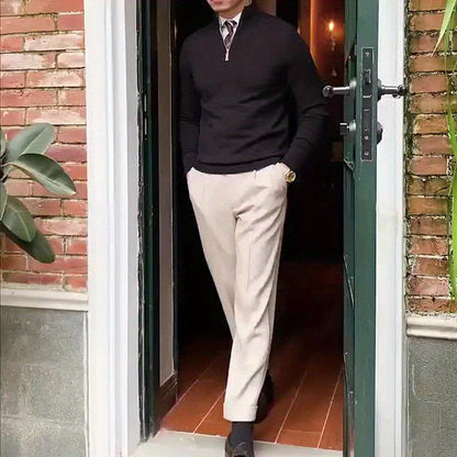 Heren trui met opstaande kraag en rits – Elegante business & casual look