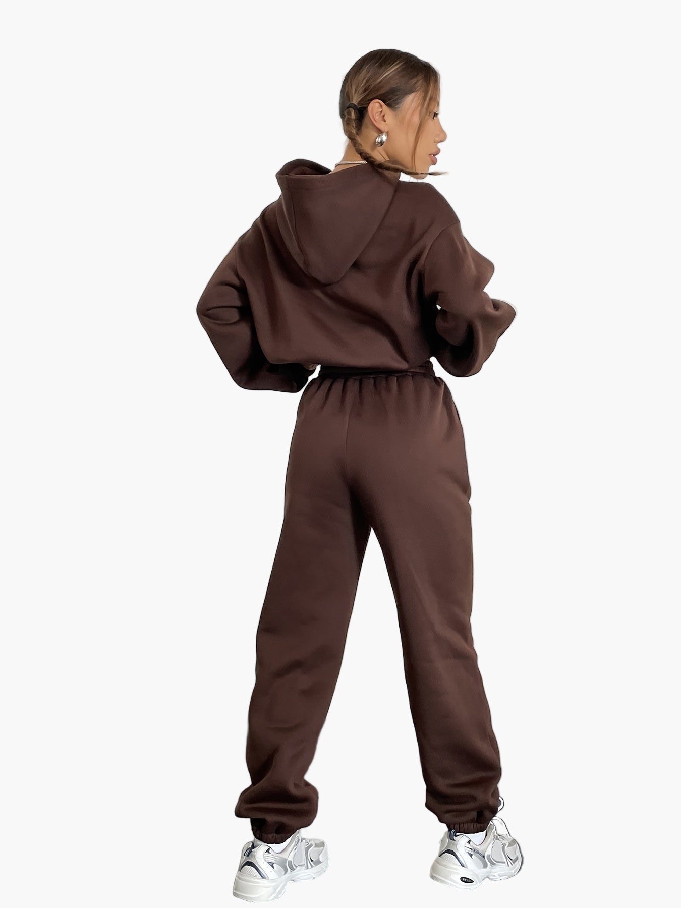 Conjunto de sudadera con capucha oversize y pantalón de chándal para mujer – Traje casual de streetwear