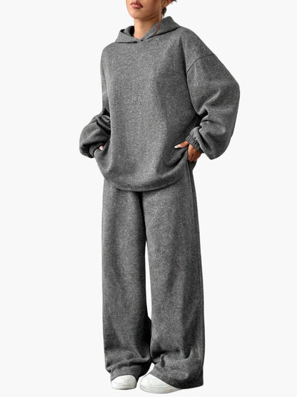 Damen Loungewear Set Kapuzenpullover und Weite Hose – Bequemes Freizeit Outfit für Herbst und Winter