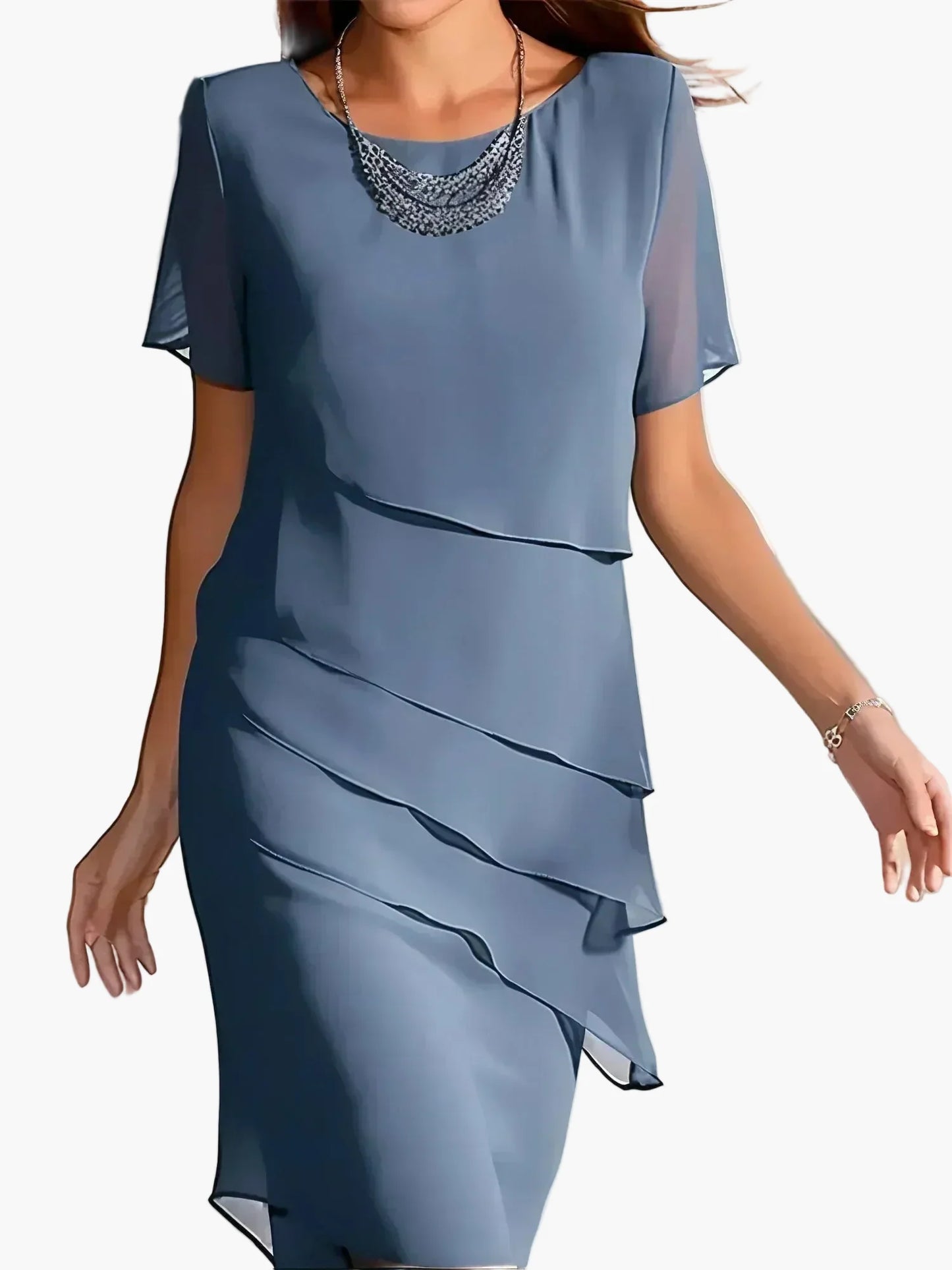 Damska elegancka sukienka warstwowa modelująca sylwetkę – Uroczysta i codzienna, nowoczesny design warstwowy