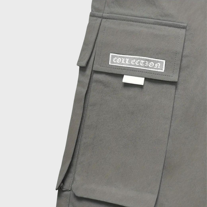 Pantaloni cargo da jogging da uomo – Pantaloni streetwear viola con tasche con cerniera e polsini