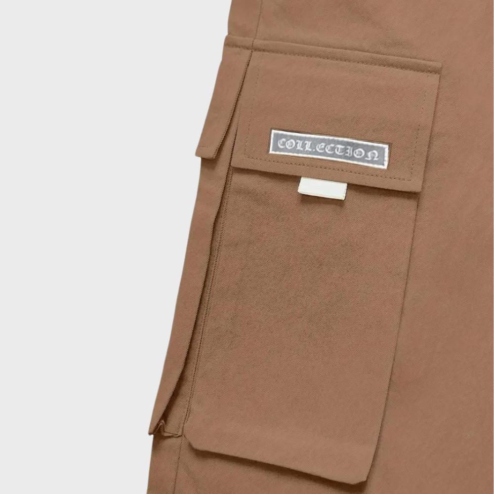 Pantaloni cargo da jogging da uomo – Pantaloni streetwear viola con tasche con cerniera e polsini