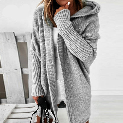 Dames capuchon gebreide cardigan – casual oversized look voor herfst en winter