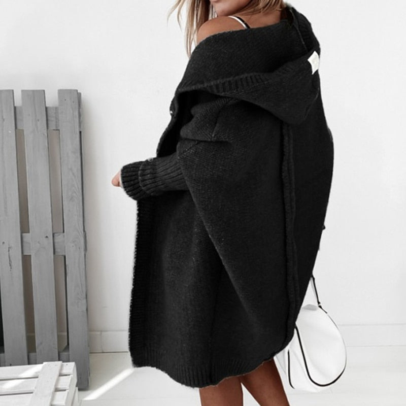 Dames capuchon gebreide cardigan – casual oversized look voor herfst en winter