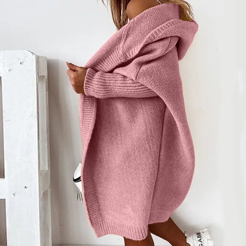 Dames capuchon gebreide cardigan – casual oversized look voor herfst en winter
