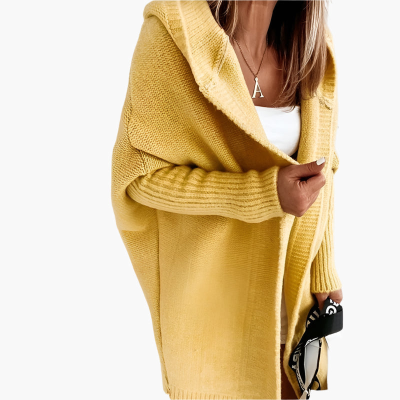 Dames capuchon gebreide cardigan – casual oversized look voor herfst en winter