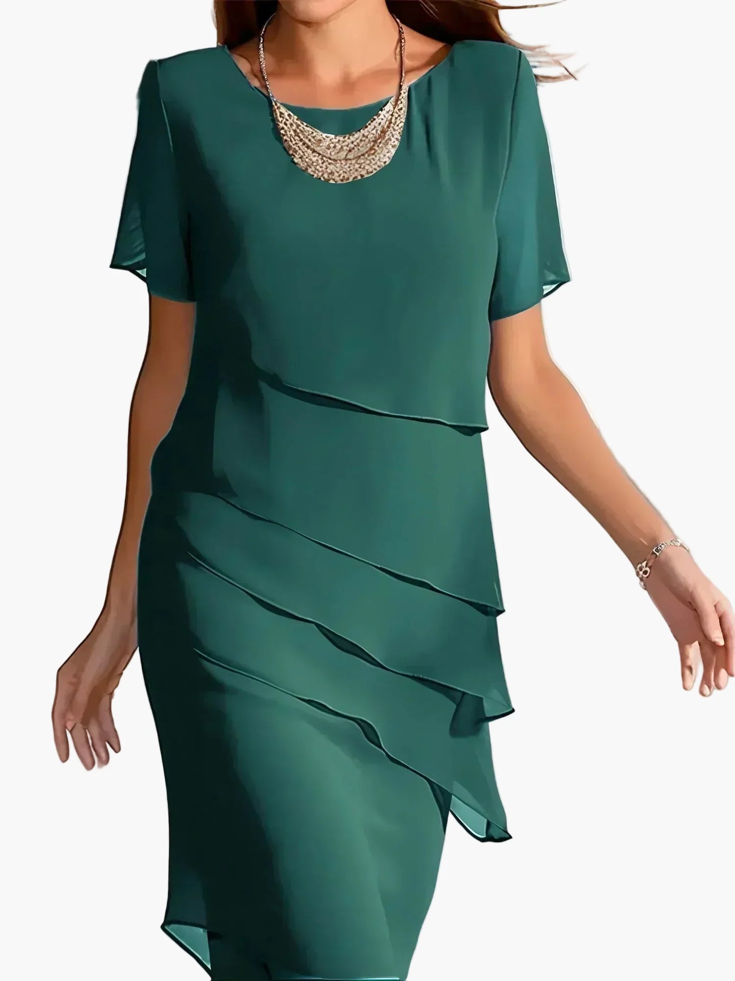 Damska elegancka sukienka warstwowa modelująca sylwetkę – Uroczysta i codzienna, nowoczesny design warstwowy