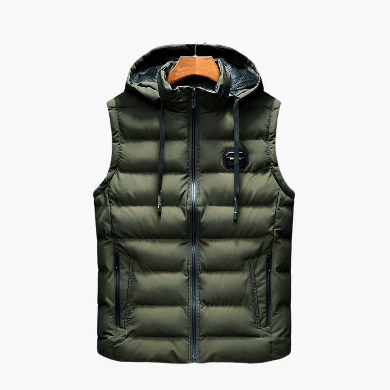 Heren Gewatteerde Bodywarmer met Capuchon – Modieuze Outdoor Warmtebodywarmer voor Dagelijks Gebruik & Vrije Tijd