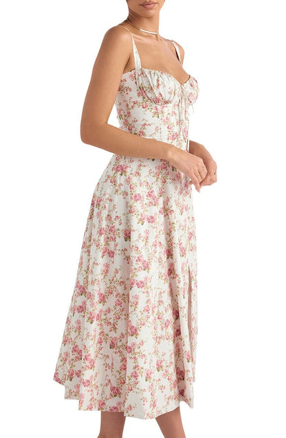 Romantisches Sommerkleid Damen – Figurbetontes Maxikleid mit Schlitz für besondere Anlässe