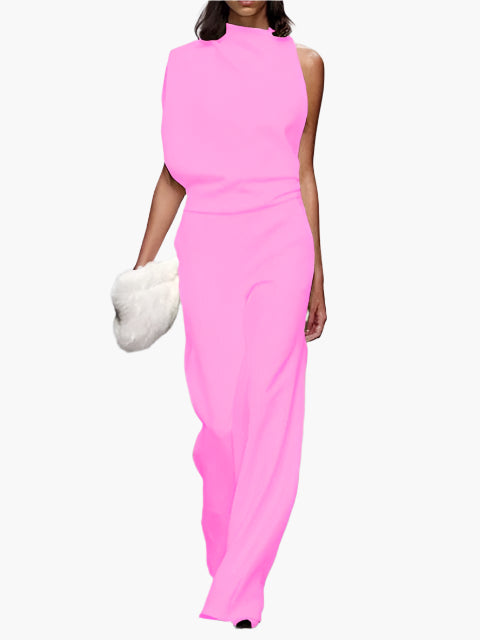 Mono elegante para mujer de una pieza con pierna ancha para oficina y día a día
