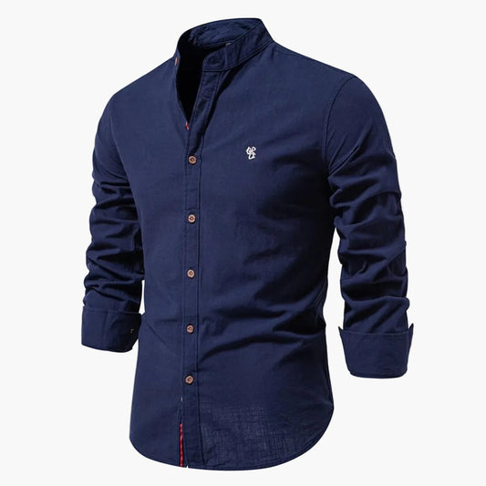 Chemise homme à col montant manches longues – Basique moderne pour le business et les loisirs