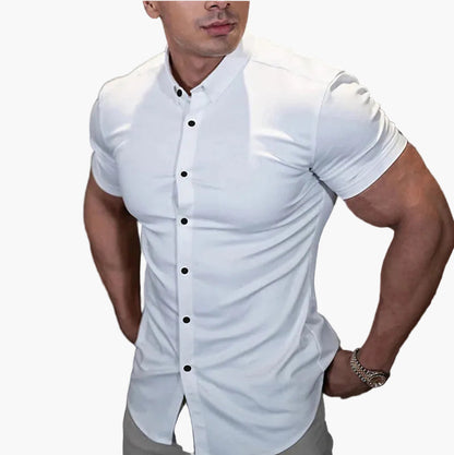 Camisa de manga corta slim fit para hombre – Camisa elegante para negocios y ocio con looks modernos