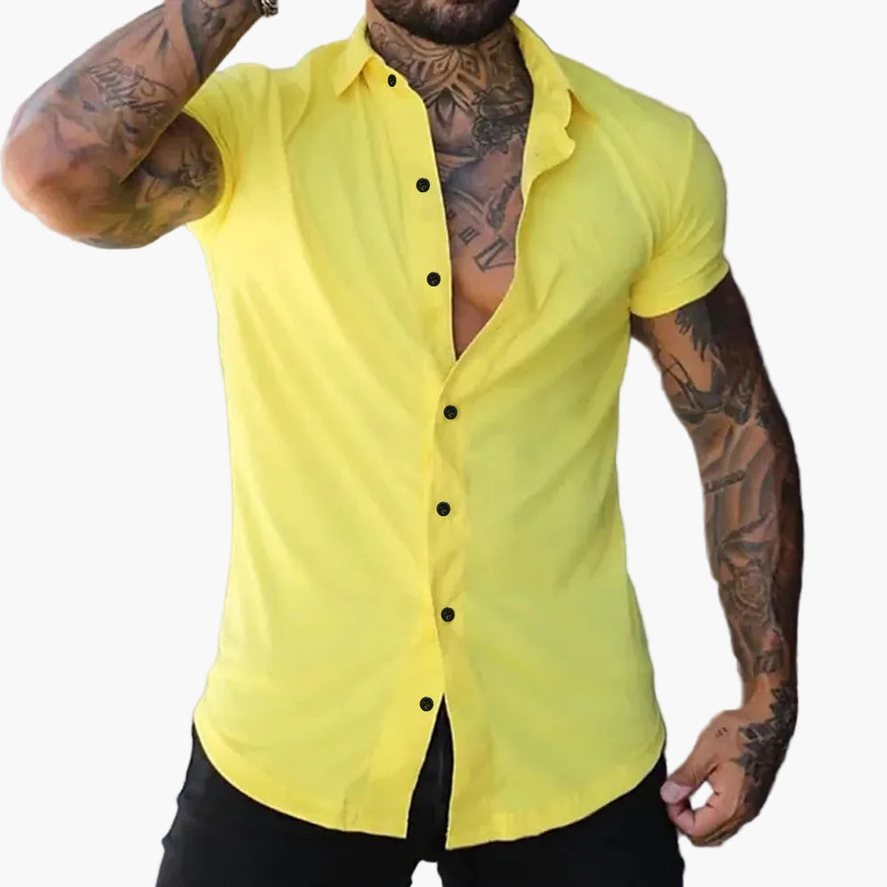Camisa de manga corta slim fit para hombre – Camisa elegante para negocios y ocio con looks modernos