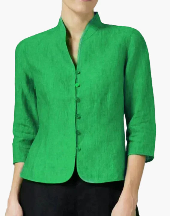 Dames blazer met opstaande kraag – Elegant business-top voor kantoor & dagelijks gebruik