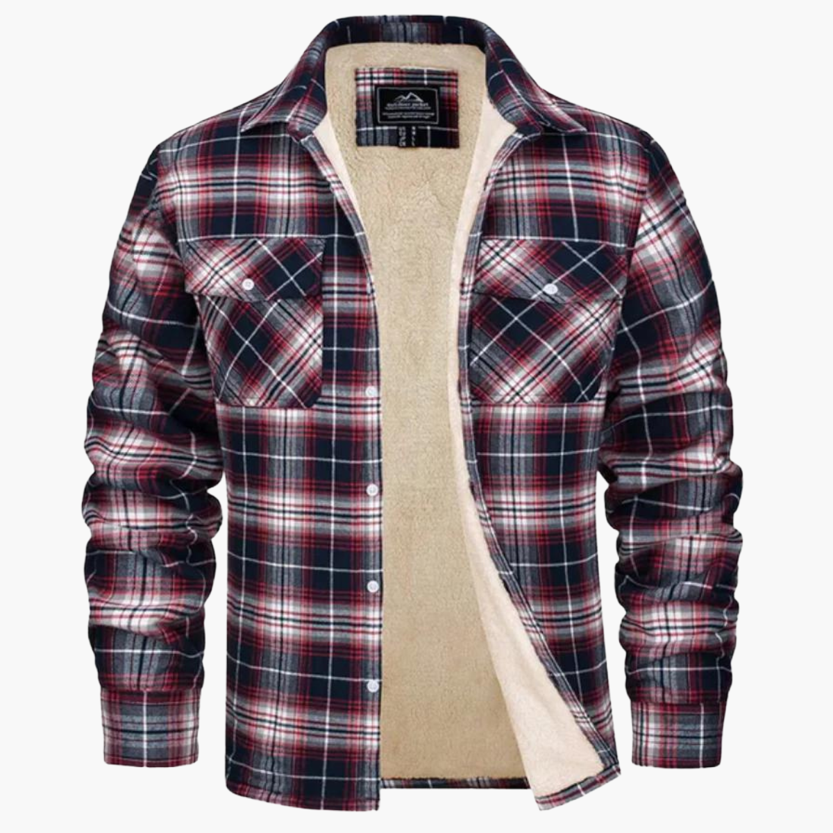 Herren Outdoor Flanellhemdjacke mit Fleece-Futter – Kariertes Freizeit Overshirt für Herbst & Winter