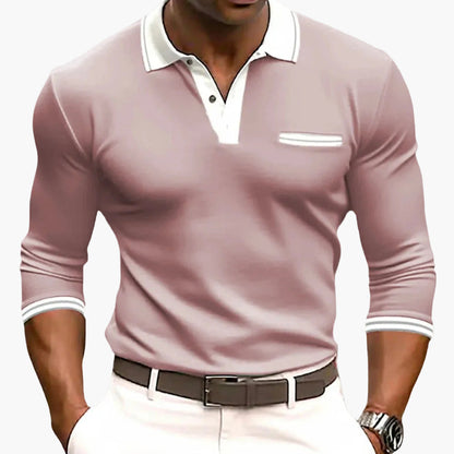 Polo homme à manches longues Slim Fit – Haut moderne de loisirs et business avec détails contrastés