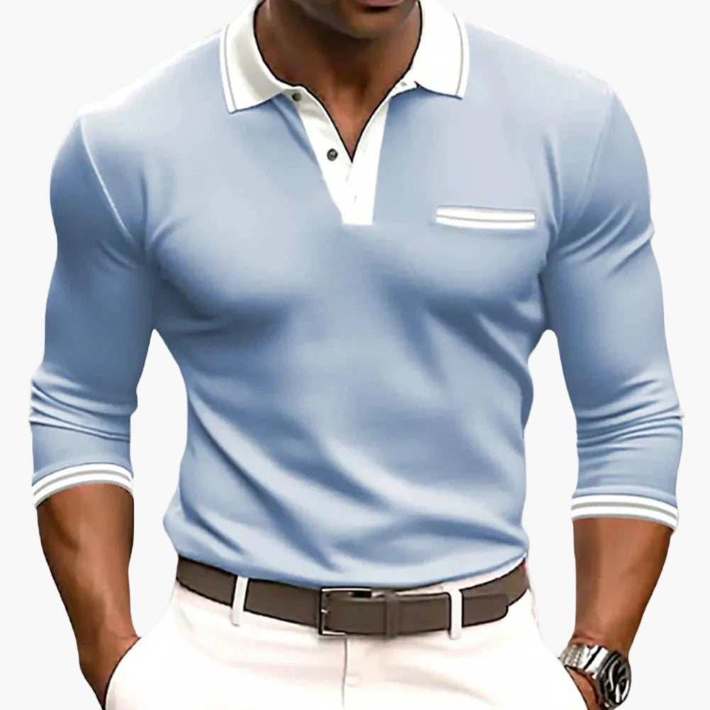 Polo homme à manches longues Slim Fit – Haut moderne de loisirs et business avec détails contrastés