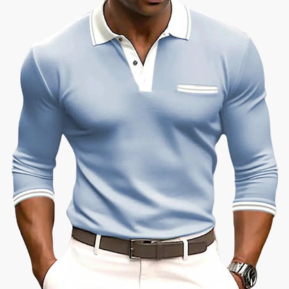 Polo homme à manches longues Slim Fit – Haut moderne de loisirs et business avec détails contrastés