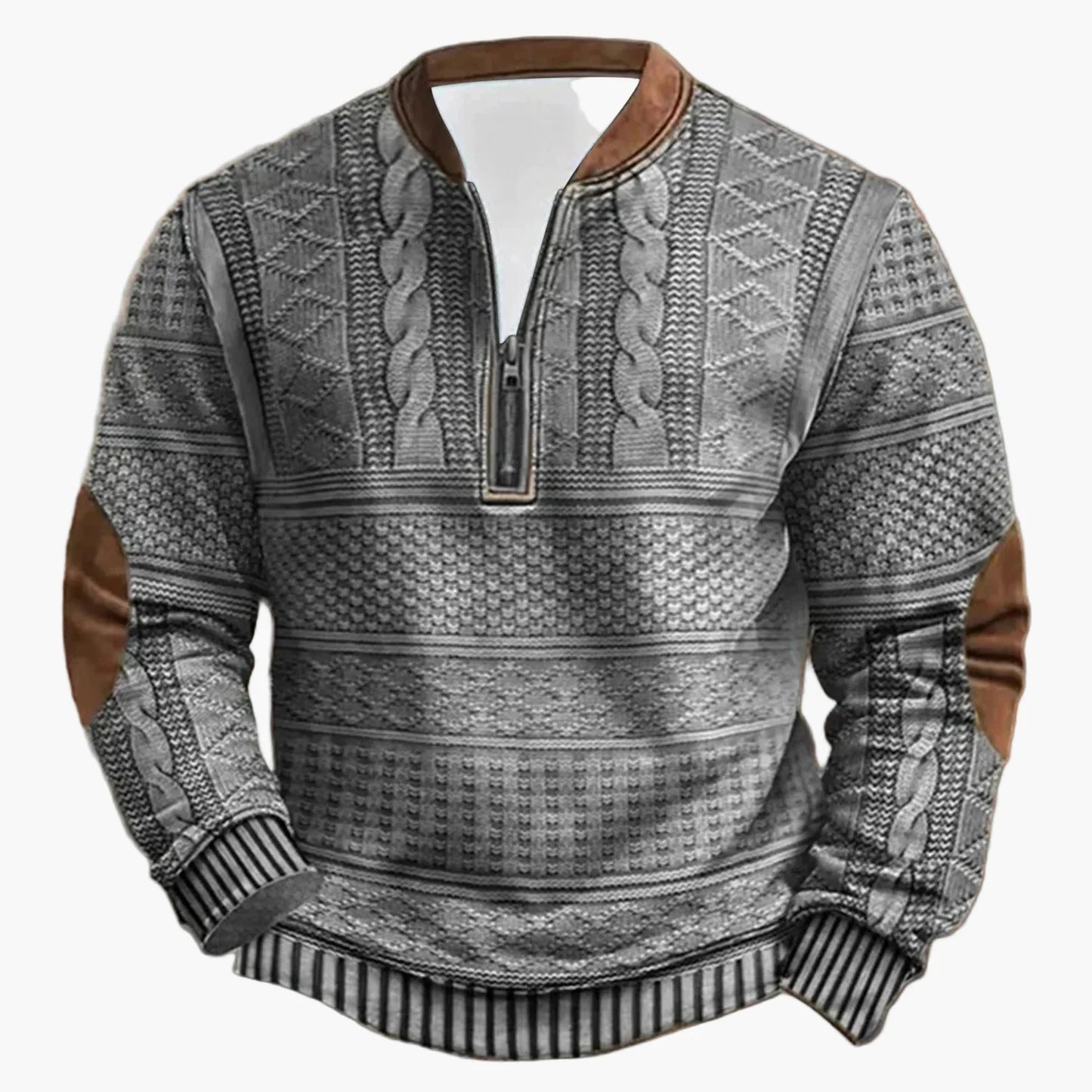 Pull outdoor casual homme avec col montant et zip – Sweat-shirt de loisirs à la mode pour quotidien et loisirs