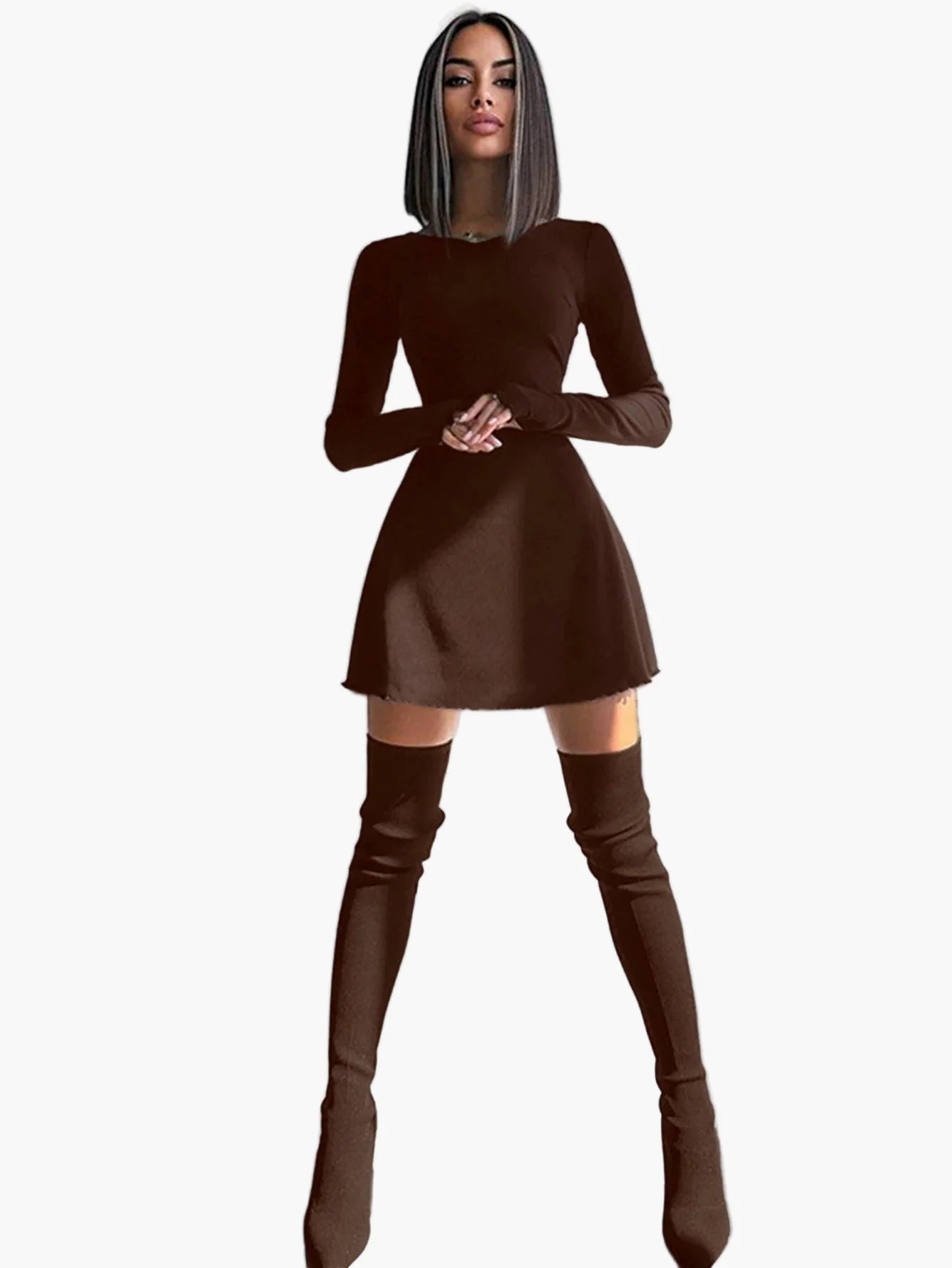 Miniabito bodycon a manica lunga da donna – Look elegante casual e da festa