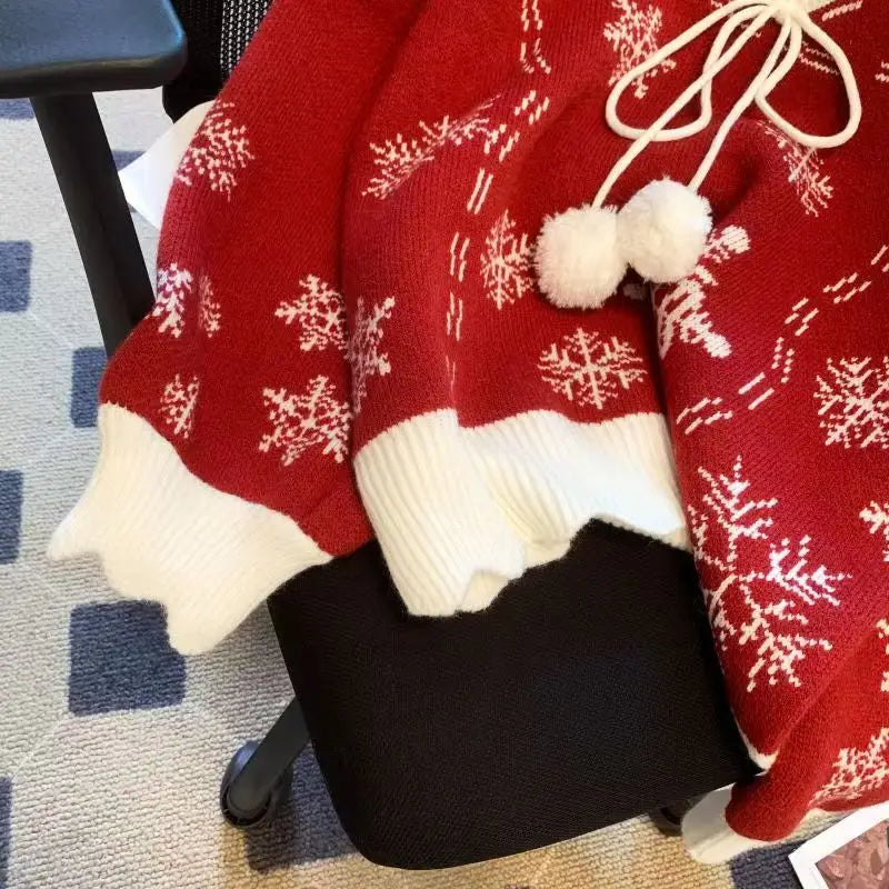 Chaqueta de punto de invierno para mujer con patrón de copos de nieve – Cárdigan festivo estilo vintage para ocasiones acogedoras