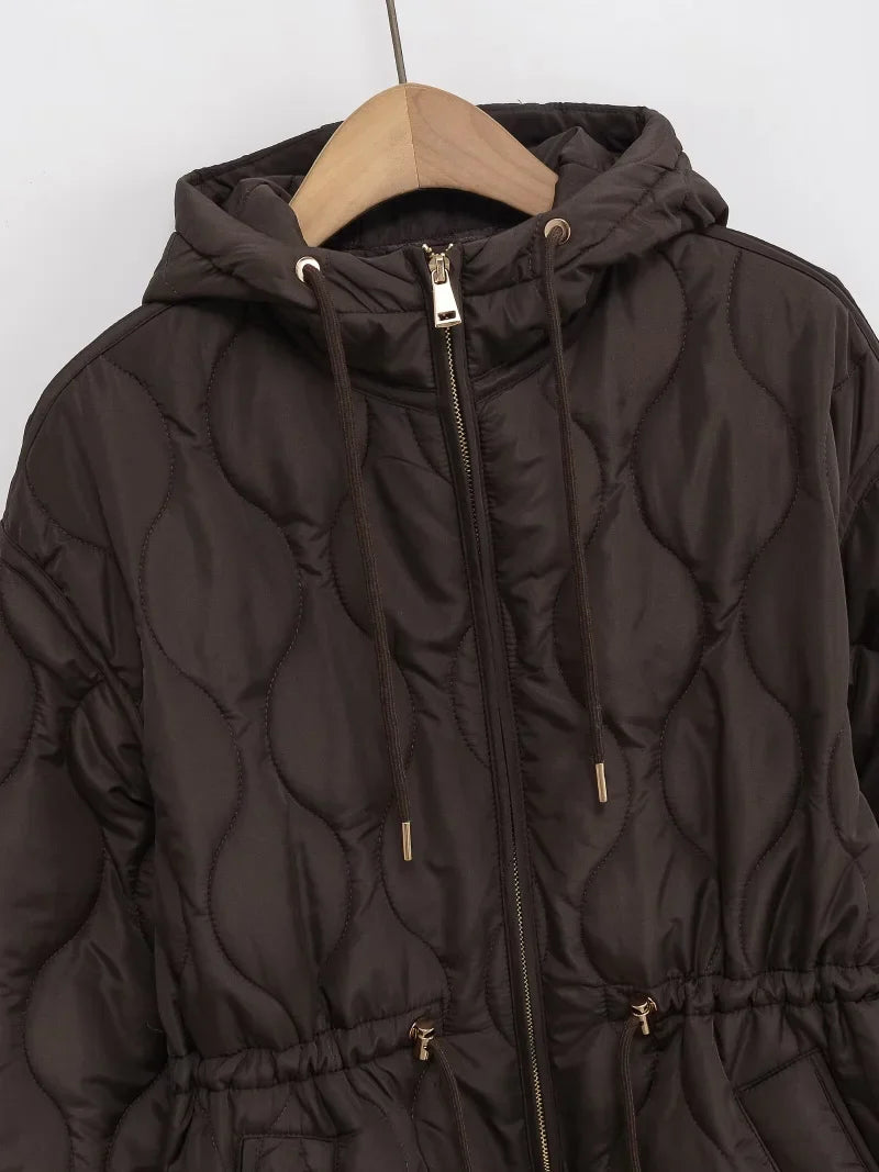 Damernas quiltade jacka med huva – Moderiktig övergångsjacka för vardag och utomhus