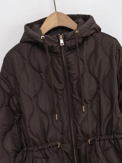 Damernas quiltade jacka med huva – Moderiktig övergångsjacka för vardag och utomhus