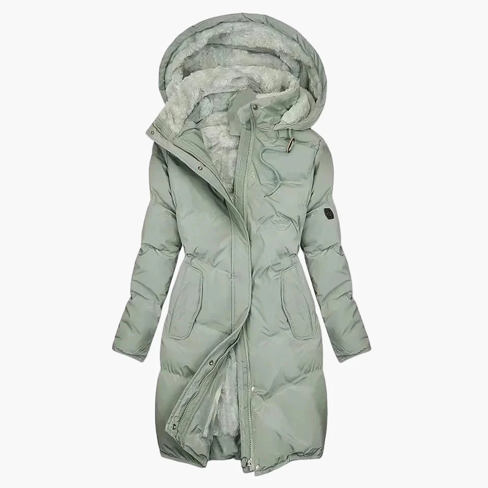 Abrigo de invierno para mujer Chaqueta con capucha Largo Caliente Acolchado Elegante Casual