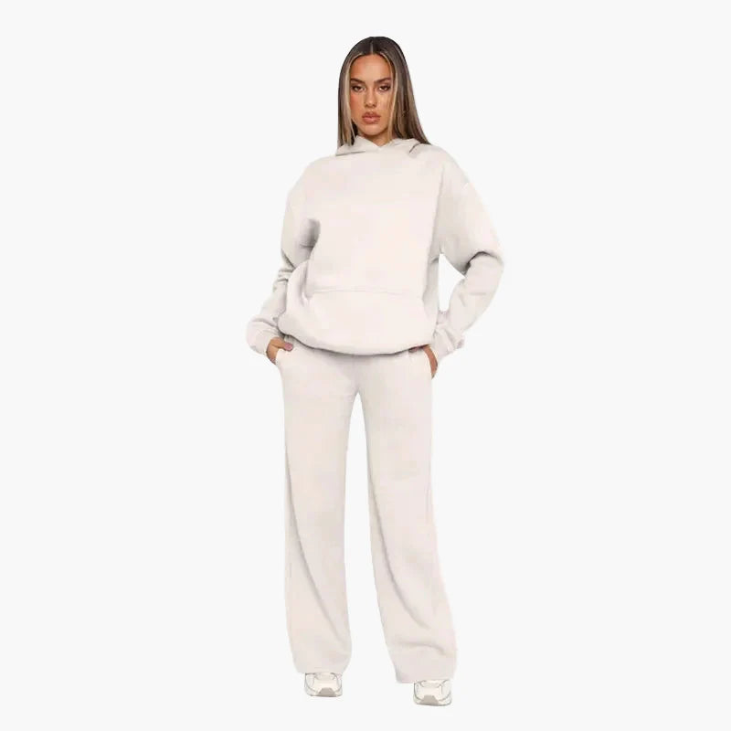 Ensemble survêtement loisirs pour femmes avec hoodie et pantalon large – Style street confortable pour quotidien et loisirs