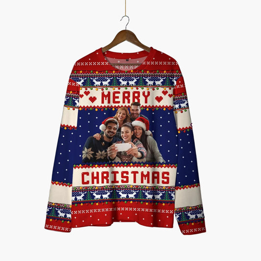 Unisex Weihnachts-Sweatshirt mit lustigem Fotodruck und 'Merry Christmas'-Design – Perfekt für festliche Anlässe