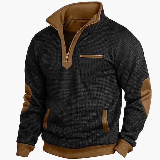 Herren Retro Sweatshirt mit Reißverschluss – Modischer Freizeitpullover für Herbst & Winter