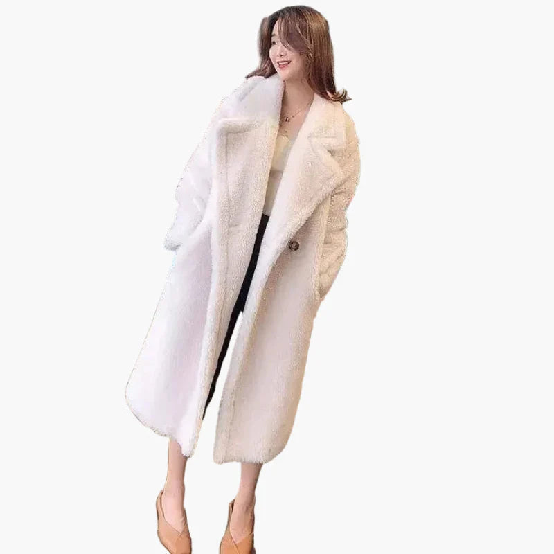 Damen Langer Teddy Mantel – Modischer Oversize Wintermantel für Alltag & Freizeit