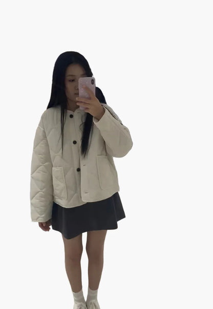 Dam Quiltad Jacka Fritids Klassisk Övergångsjacka Bekväm