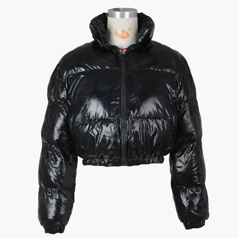 Damen Steppjacke Kurze Trendjacke Glänzend Streetwear Wintermode