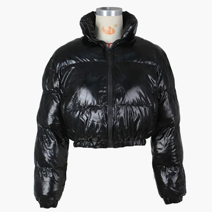 Damen Steppjacke Kurze Trendjacke Glänzend Streetwear Wintermode