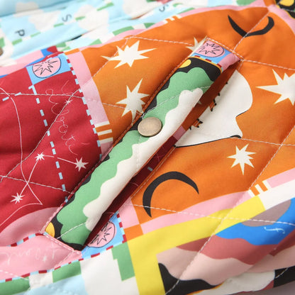 Damernas patchwork bomberjacka i vintage-stil – Moderiktig övergångsjacka med grafiktryck