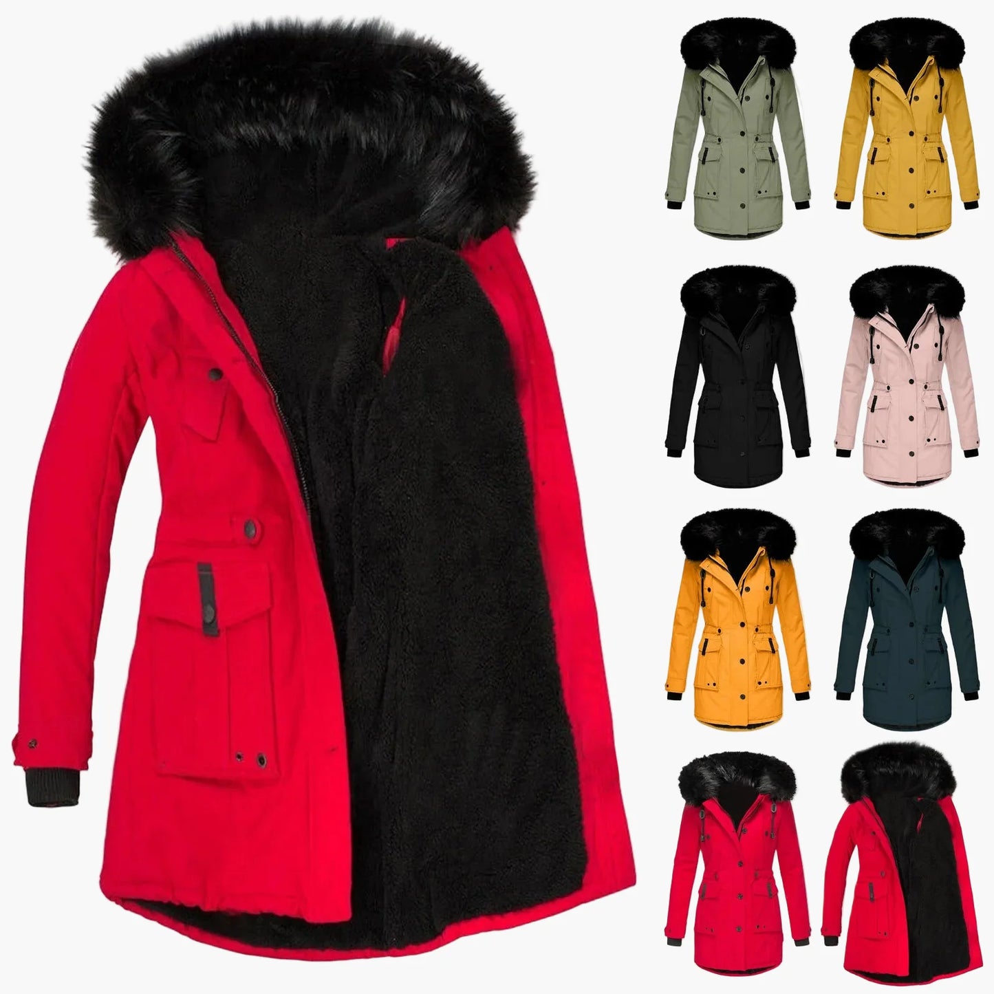 Damen Wintermantel Plus Size mit Kapuze – Vintage Parka für Alltag & Freizeit, Warm und Modisch