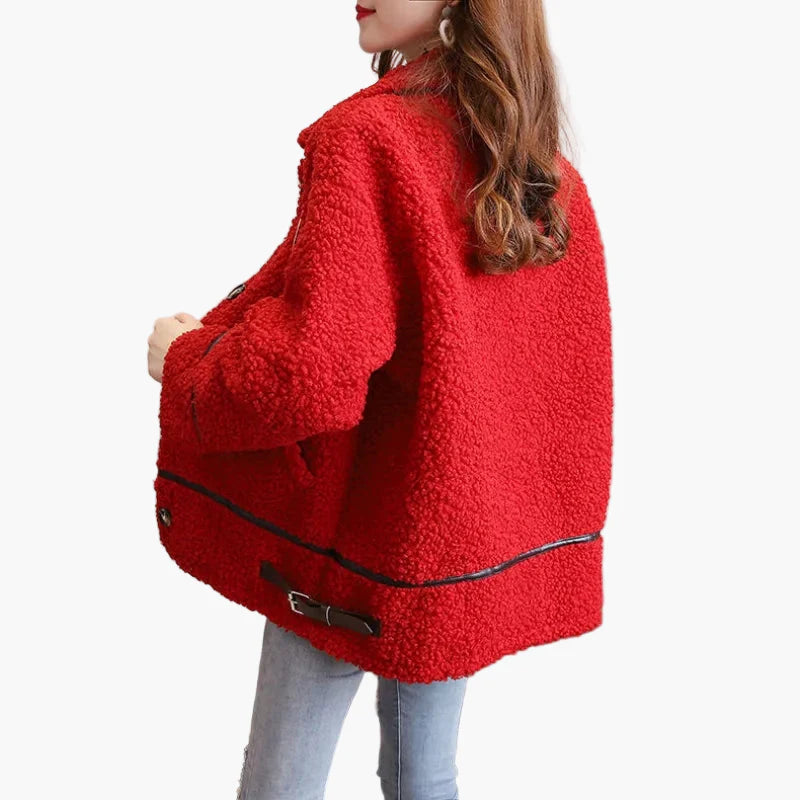 Giacca da mezza stagione in pelliccia teddy da donna con collo alto – Giacca casual alla moda per autunno e inverno