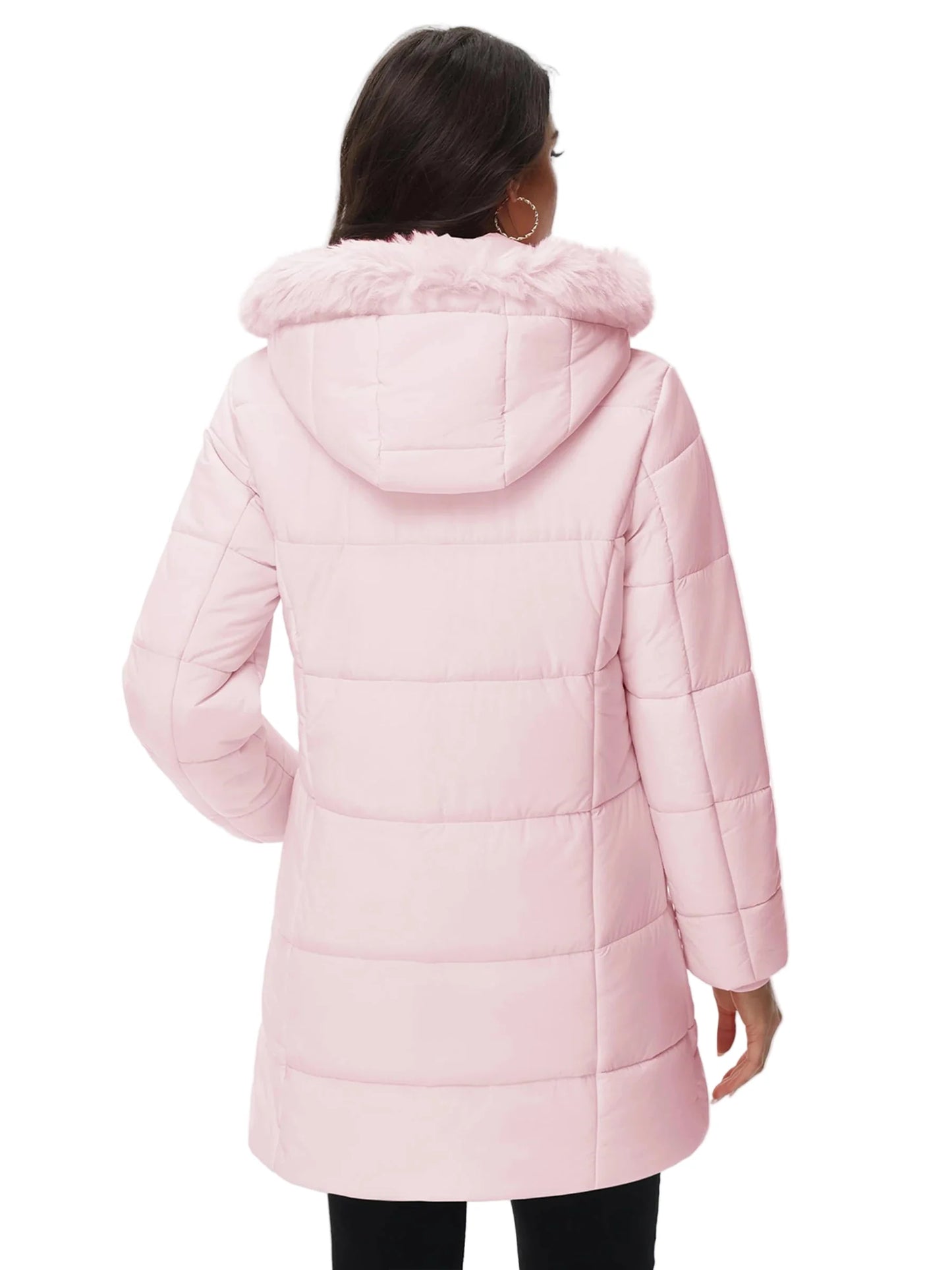 Damen Winter Steppmantel mit Kapuze – Langer Pufferparka für Alltag, Outdoor und Freizeit