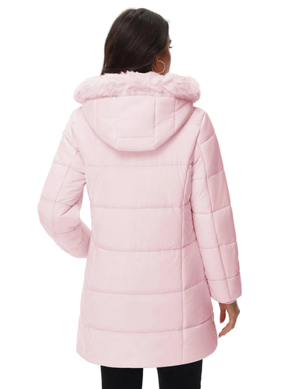 Damen Winter Steppmantel mit Kapuze – Langer Pufferparka für Alltag, Outdoor und Freizeit