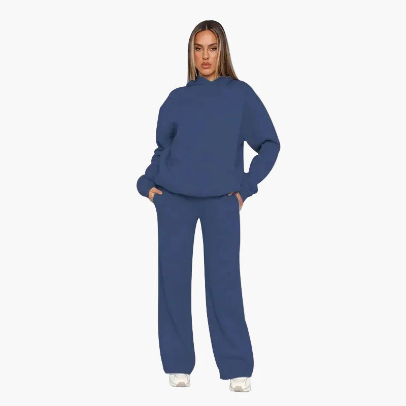 Ensemble survêtement loisirs pour femmes avec hoodie et pantalon large – Style street confortable pour quotidien et loisirs