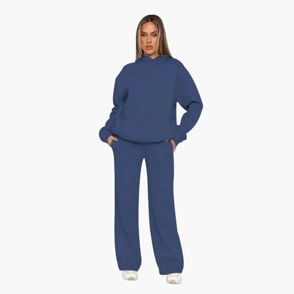 Ensemble survêtement loisirs pour femmes avec hoodie et pantalon large – Style street confortable pour quotidien et loisirs