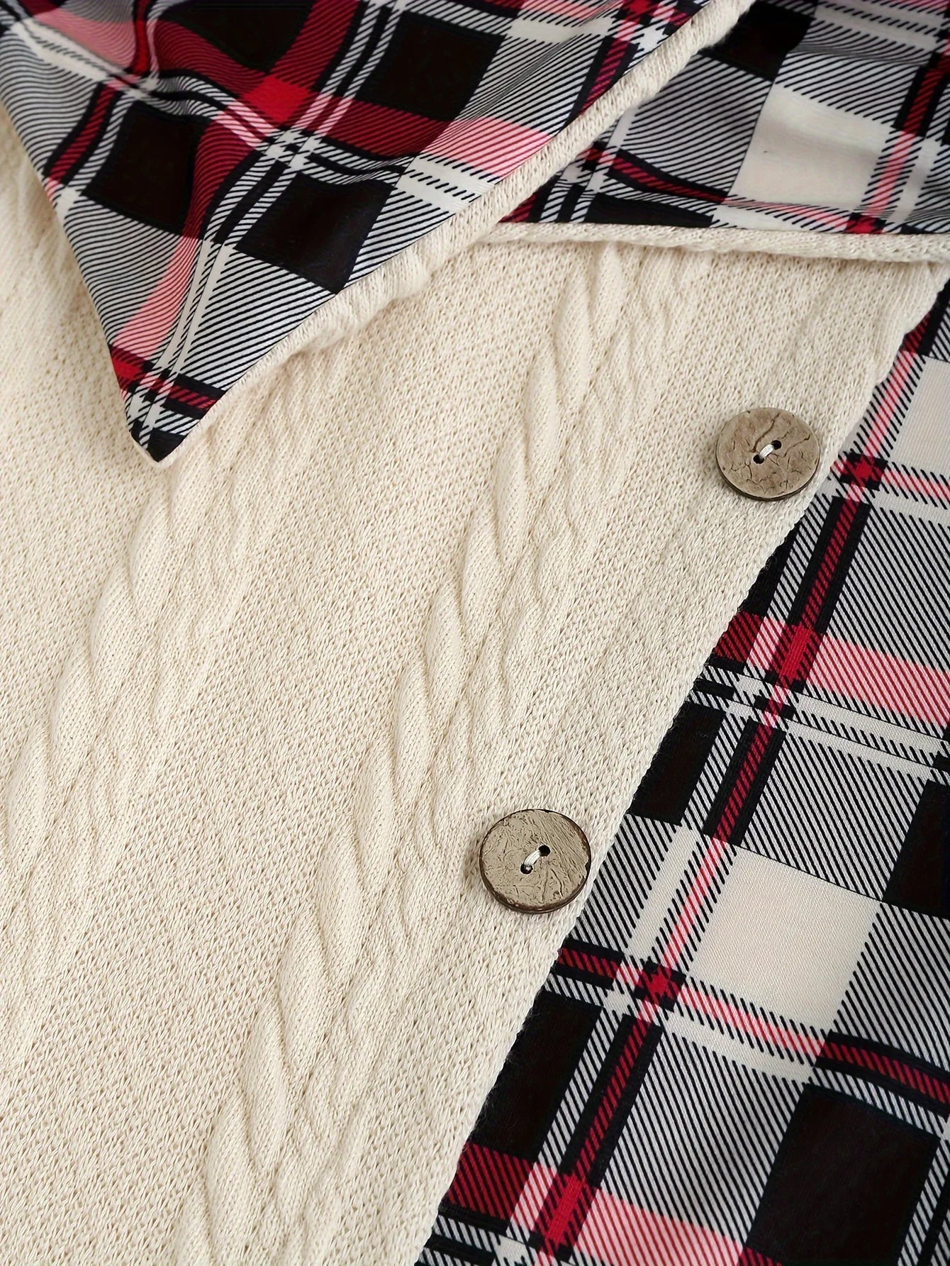 Dames capuchonjurk in gebreide look met ruitpatroon – modieuze vrijetijdsjurk voor herfst en winter