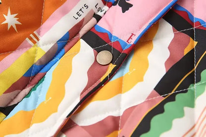 Damernas patchwork bomberjacka i vintage-stil – Moderiktig övergångsjacka med grafiktryck