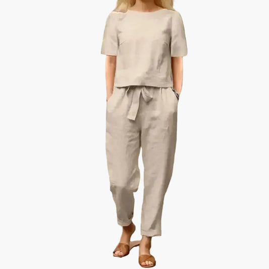 Dames Zomer Tweedelig Set – Modieuze vrijetijdsoutfit met losvallend bovenstuk en broek