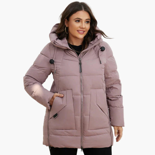 Dam Vinter Quiltad Jacka med Huva Plus Size – Bekväm Outdoor Kappa för Kalla Dagar