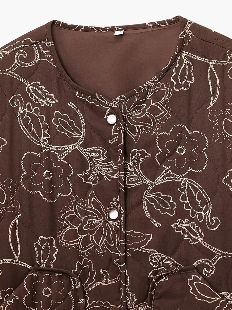 Damernas quiltade jacka med blommönster – Lässig stil för vardag och fritid