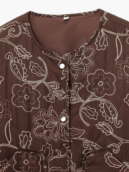 Damernas quiltade jacka med blommönster – Lässig stil för vardag och fritid