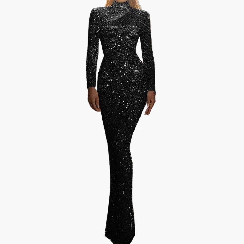 Damkvällsklänning Elegant Glitter Långärmad Bodycon Gala- och partyoutfit
